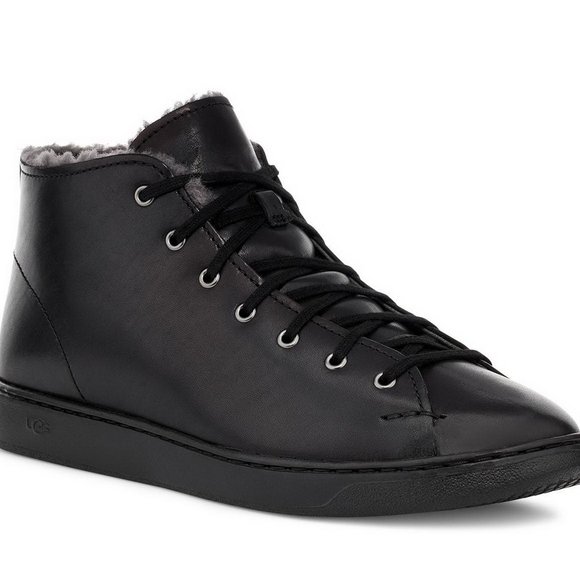 New Men\'s UGG Lining Leather Sneaker Boots, Black, US 9 main image 4